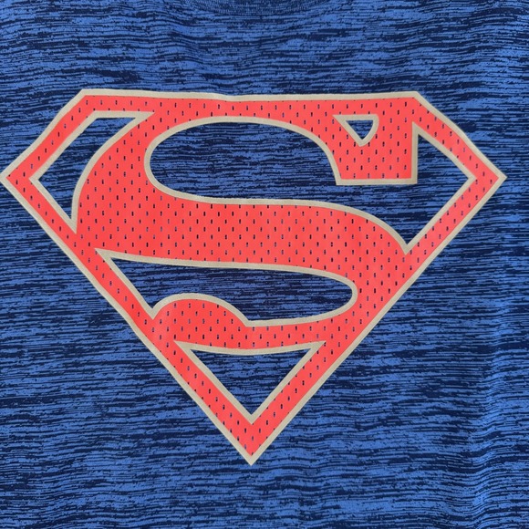 Superman Shirt Mens Medium Blue DC Comics Logo Athletic Tee Polyester S17 - Picture 5 of 10